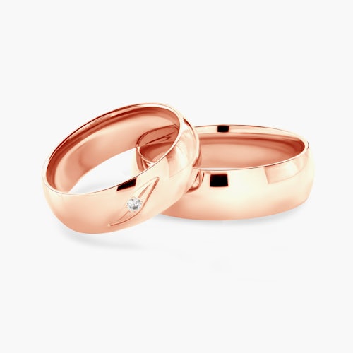 Obrączki ślubne: różowe złoto, półokrągłe, 6 mm